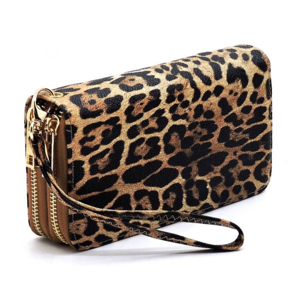 Leopard zip around wallet
